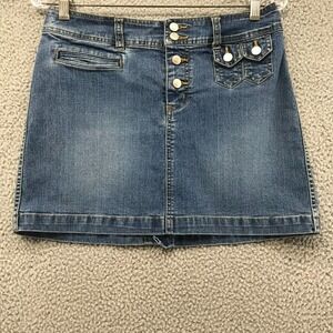 Yada Yada Juniors Denim Mini Skirt Button Fly Size 9